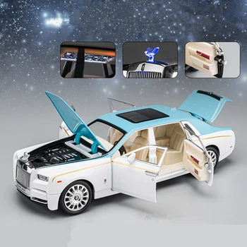 1/24 Rolls Royce Phantom Alloy Luxy Модел на колата от Сплав Апартамент, Лети под Налягане, Метални Играчки Превозни Средства, Модел Автомобил Със Звездна Езда, Звук и Светлина, Детски Подаръци