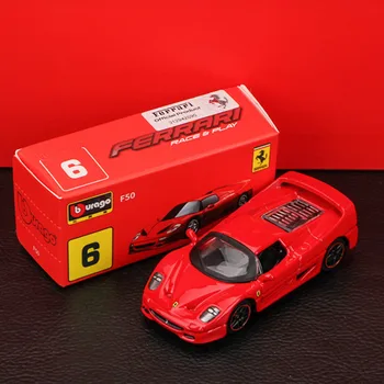 1:64 Bugatti № 6 Ferrari F50 Модел на Колата от сплав, Направени под натиск и Играчки Превозни средства, Игрушечное Карманное Украса за Кола, Детски Играчки, Подаръци, детска Играчка За Момче