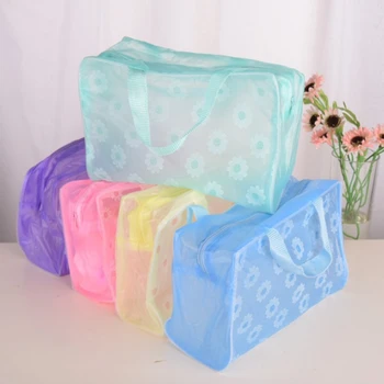 1 бр. водоустойчива косметичка от PVC за съхранение на козметика за жени, цветя прозрачна чанта за измиване, креативна домашна чанта за душата, претъпкана чанта за душ