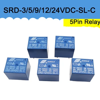 1 бр. реле захранване dc SRD-03VDC-SL-C SRD-05VDC-SL-C SRD-09VDC-SL-C SRD-12VDC-SL-C SRD-24VDC-SL-C 5Pin Реле захранване dc и Печатна платка
