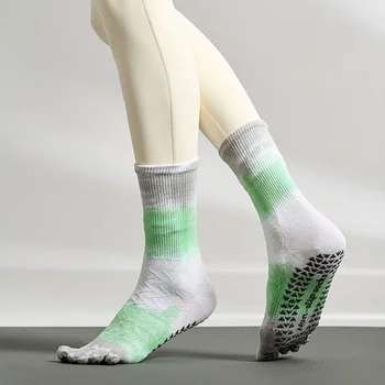 1 Чифт чорапи за йога с пет пръста, дишащи меш памучни дамски спортни чорапи за танци, силиконови мини чорапи за фитнес зали, фитнес, пилатес