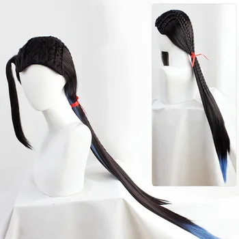 110 см Усукана перука за cosplay Wonderland Kostadin Viper, дълга права перука за cosplay Briad, термоустойчиви синтетични косми, подпори за Хелоуин