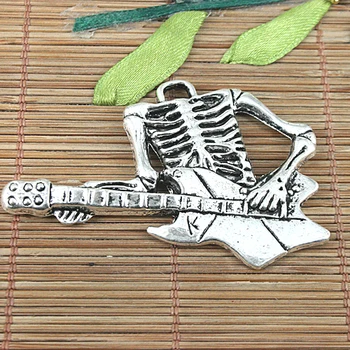 2 елемента 42*60 мм Тибетски сребърен Скелет за тялото, свири на китара, окачване EF0988, висулки за бижута