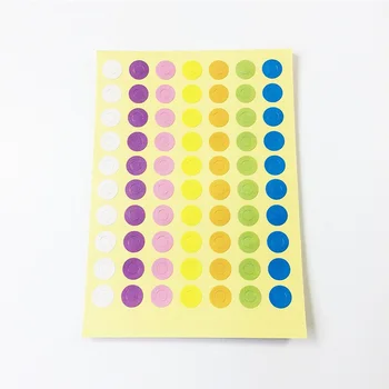 350 бр./лот, семицветные етикети с печат под формата на малък кръг, етикети за продукти 