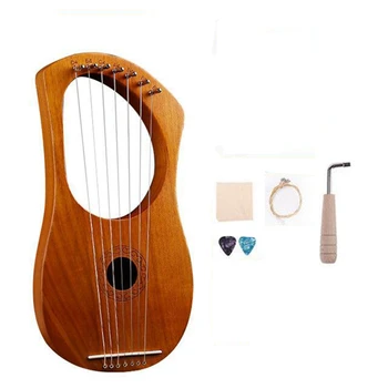 7 Струнен дървена струнен инструмент Lyre Harp с чанта за носене на Допълнителен набор от струните и аксесоари в стил Accessaries
