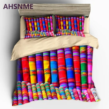AHSNME Комплект Спално бельо от цветен Плат с Изображение, Богемное Стеганое одеяло, домашен Текстил с принтом с висока разделителна способност, Адаптирани за различните страни на ЕС