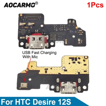 Aocarmo за HTC Desire 12S USB порт за бързо зареждане конектор за зарядно устройство зарядно устройство за микрофон Резервни части за микрофон