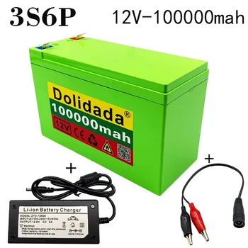Batterie li-on 12v 100ah avec , courant pour pulvérisateur, chariot, véhicule électrique pour enfants, batterie + chargeur