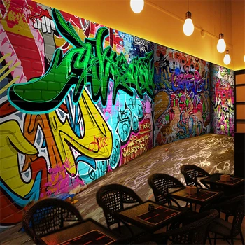 beibehang papel de parede Персонализирани стенописи с графити детска площадка бар кабелна телевизия стая, коридор, тухла тапети
