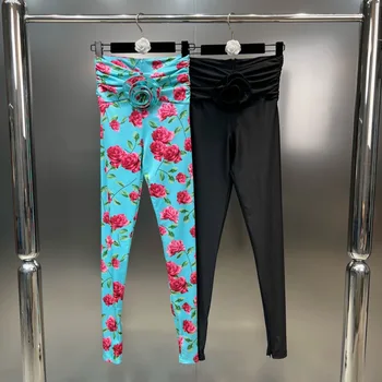 BORVEMAYS Новост Лятото 2023, плисирани панталони-молив с 3D Цветен темпераментным принтом, елегантни Гамаши с висока Талия, Тенденция WZ2637