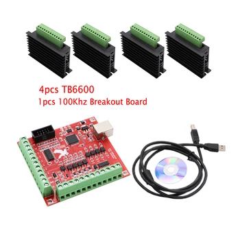 CNC USB MACH3 100 khz Breakout Board Ос 4 Интерфейс С Контролер на Движението + 4 бр. TB6600 Nema 23 Драйвер за стъпков мотор Nema34