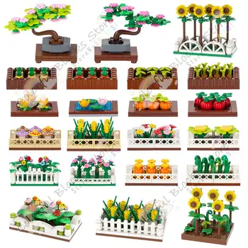 Farm Серия MOC Зеленчукови и Плодови Полета са градивните елементи на Бонсай Отглеждане на Слънчоглед Декоративни Тухли За Изграждане на Растения, Играчки За Деца