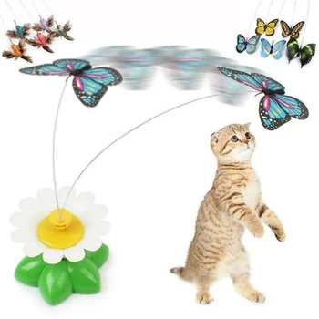 HAOSHICS Забавно Електрическа Въртящата Пеперуда, Птица на пръта, Метална Играчка-Закачка за Котка Коте