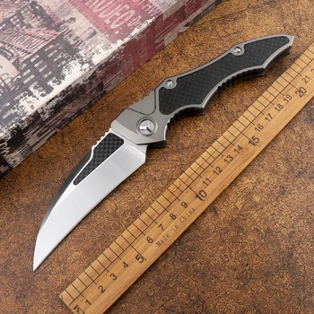 Hawk Knife D2 Стоманен Нож Аеро Алуминий + дръжка от Въглеродни Влакна Открит Тактически Ловен Защитен Нож Инструмент с Кухненски сгъваем нож