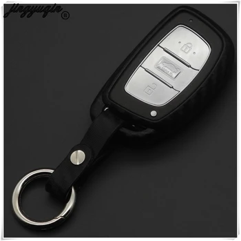 jingyuqin Въглеродно-Силиконов Калъф За Ключове на Автомобила, Дистанционно Ключодържател Ключодържател за Hyundai i30, IX35 Elantra Verna Tucson, Калъф-Титуляр Smart Key