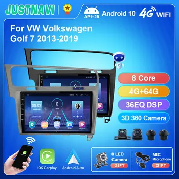 JUSTNAVI Авто Радио Мултимедиен Плеър За Фолксваген Голф 7 2013-2019 2Din Android 10 Авторадио GPS Навигация, WIFI IPS Екран
