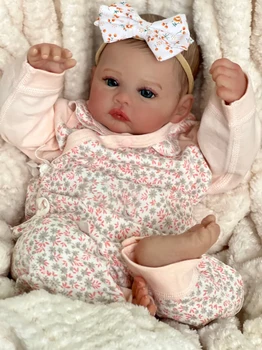 NPK 17inch Reborn Baby Doll Meadow Меко тяло ръчно изработени 3D Кожа с видими венами са подбрани художествена кукла Коледен подарък