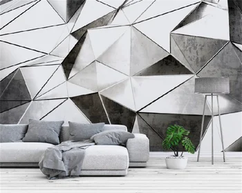 Papel de parede потребителски тапети 3d триизмерна геометрична черно хол с телевизор, разтегателен фон стенни рисувани от папие-маше
