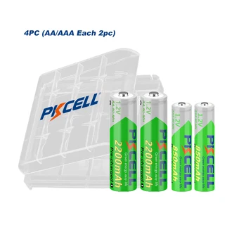 PKCELL 2 ЕЛЕМЕНТА батерии тип AAA 850 mah и 2 ЕЛЕМЕНТА батерии тип АА 2200 mah NIMH 1.2-LSD Батерии и притежателя на отделението за батерията AA/AAA