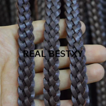 REAL BESTXY 5 м/лот, 12*3 мм, широки кафяви плетени въжета от естествена кожа, каишки от естествена плоски плетени, за направата на гривни, бижута