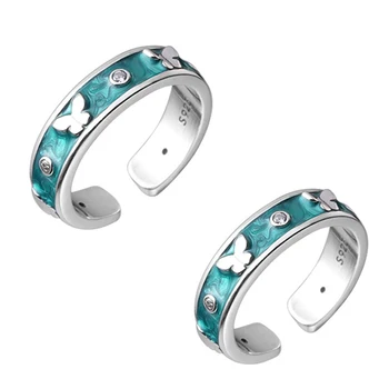 SALONGFANG конфетно-зелена масляное пръстен с цирконием, женски пръстен с пеперуда, модни пръстени с отворен дизайн, подарък