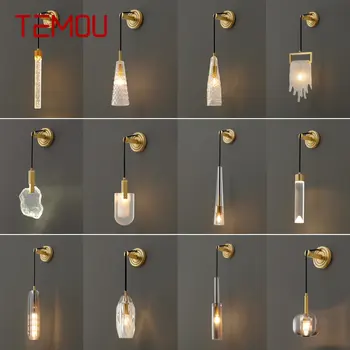 TEMOU Nordic монтиран на стената Лампа LED Модерен Лукс Реколта Кристални Месингови Аплици Лампа Декор за Дома Хол Спалня Коридор
