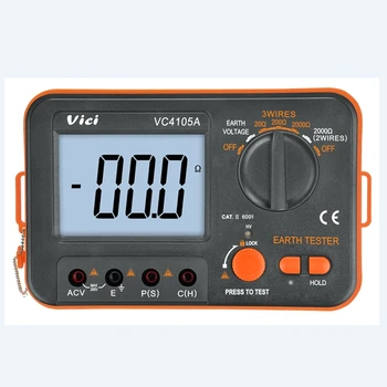 VICI Цифров LCD тестер на Съпротивлението на Заземяване Измерване на Напрежение, Съпротивление на Заземяване Гръмоотвод Измервателен уред Инструменти VC4105A