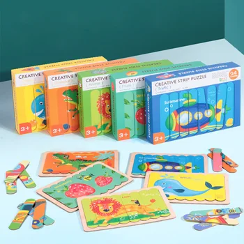 Vokmascot, детски Дървени играчки, Развитие на играчка-пъзел За деца, животни, Плодове, Пътни пъзел За деца, Логически пъзел