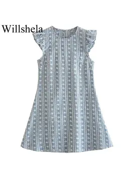 Willshela/ Дамско модно мини рокля с бродерия, винтажное рокля с кръгло деколте без ръкави, шикозни дамски рокли