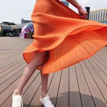 YUDX Miyake, плиссированное класическа рокля без ръкави с кръгла яка, лятно дамско ежедневното корейското модерен елегантен създава елегантна рокля