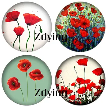 ZDYING на Едро, 5 бр., снимка червен цвят, ръчно изработени, кръгли стъклени мъниста-кабошоны, бижута 