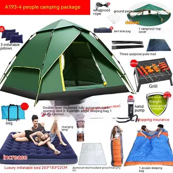 Автоматична удебелена палатка за нощуване на открито-на 3-4 човека, двойна защита от дъжд, Защита от Слънцето, Туристическа палатка за катерене