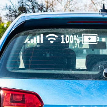 Автомобилна стикер с Wi-Fi, водоустойчив, с ниво на заряд на батерията Wi-Fi, търговски автомобилни стикери, винил, на гърба на предното стъкло, автоматичен стикер за стайлинг на автомобили