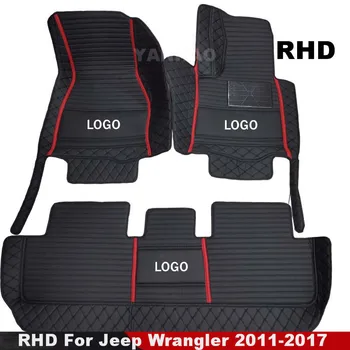 Автомобилни постелки RHD за Jeep Wrangler 4 врати 2016 2017 2015 2013 2014 2011 2012, килими за индивидуален дизайн, и аксесоари за интериора на колата
