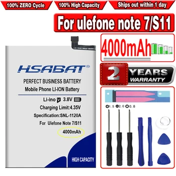 Батерия на мобилния телефон HSABAT 4000 ма за Ulefone Note 7 / S11 6,1 инча 19: 9 Waterdrop Android Смартфон 8,1
