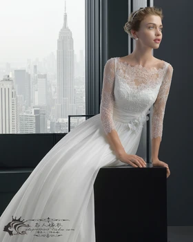 безплатна доставка casamento дантелени ръкави на цветя vestido de noiva renda 2020 ново модно секси сватбена рокля дълга сватбена рокля