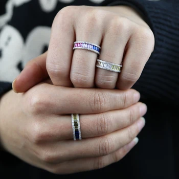 Винтажное правоъгълен пръстен с розови цирконием 2022, кръгъл женски луксозен пръстен с няколко цирконами, бижута нарязани на принцеса
