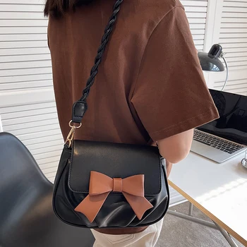 Висококачествена дамска чанта-месинджър от Изкуствена кожа, дизайнерски дамски чанти с лък, малки чанти, пътни седельная чанта, модерна чанта през рамо