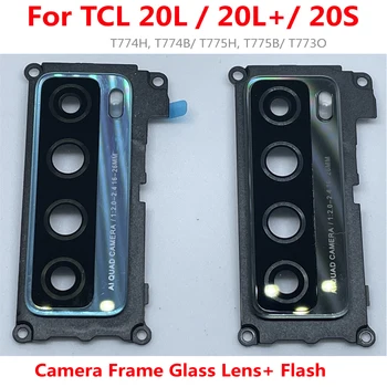 Висококачествена Рамка за задната Камера, Калъф за задната Камера със Стъклен Обектив + Светкавица За TCL 20L/20L +/20S Гъвкав Кабел 20L Plus