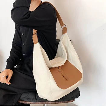 Голяма мека странична чанта през рамо за жени 2023, холщовая лоскутная модна дизайнерска чанта с цип, чанти голям капацитет