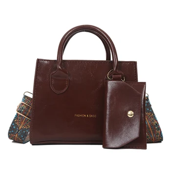 Дамска чанта-месинджър, модни однотонная чанта с горната дръжка, широка презрамка с чантата, благородна голяма чанта от изкуствена кожа за момичета