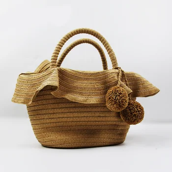 Дамска чанта, тъкани от хартиена въже, лесен и голям плажна чанта
