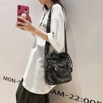 Дамски дънкови чанта Вратовръзка Боядисват, холщовая чанта-месинджър Y2K, bag-чанта за съвсем малък, дънкови чанта през рамо, малка еко-чанта за корейски купувачи