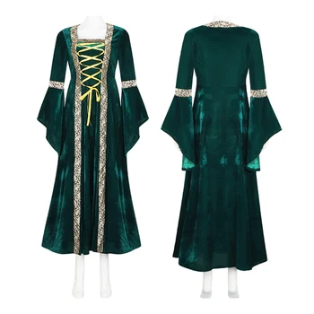 Европейският средновековен костюм на Вампир за Cosplay за Жени Ренессансное бархатное ретро дълга рокля за Хелоуин, карнавал, дрехи за вещици