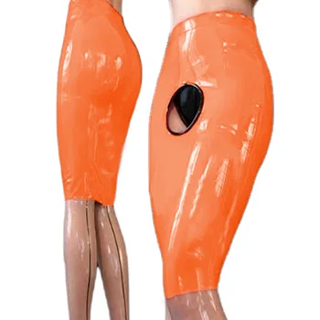 Екзотични клубни фини блестящи поли миди от PVC, сексуална облегающая пола-молив от изкуствена кожа с висока талия, латекс поли с дължина до коляното