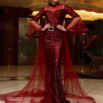 Жена 2023, Нови червени вечерни рокли, секси завързана с колан с дължина до пода рокля за сватбени партита, елегантен дамски панталон за бала