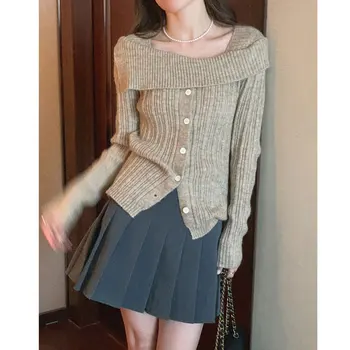 Жена пуловер, жилетка, есенно-зимния вълна за плетене, однобортная дамски дрехи с дълъг ръкав, директна доставка на GMFSBY002