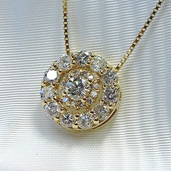 Жена сватбената огърлица от злато 18 Карата с Окачване кръгла форма Универсални Аксесоари с ярък диамант Подарък от сребро проба 925