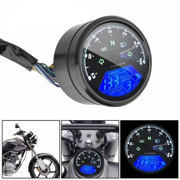 Измерване на скоростта на лентата на мотоциклет, led многофункционален дигитален индикатор, Оборотомер, брояч на гориво, Километраж с циферблат за нощно виждане, Универсален