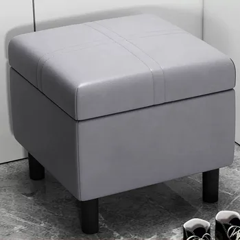 Изчистен Квадратен Столче за съхранение на Обувки Модерен Стол, за да влезете в Спалнята От кожата на луксозни Nordic Repose Pieds Мебели за дома